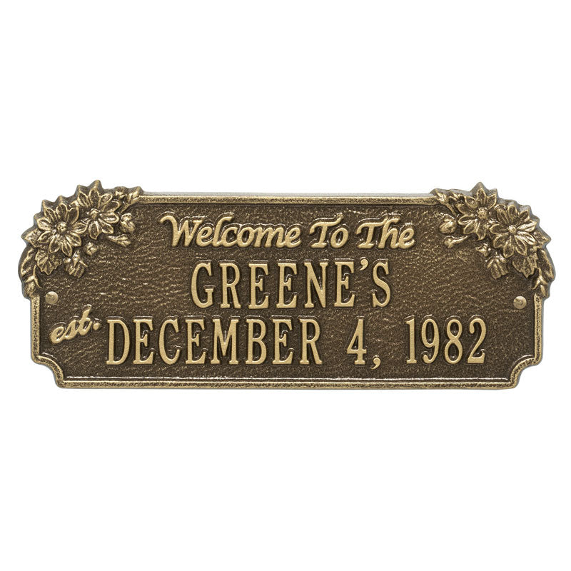 Whitehall Daisy Welcome Anniversary Personalized Plaque - Antique Brass