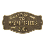 Whitehall Fluted Arch Welcome Anniversary Personalized Plaque - Antique Brass