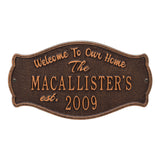 Whitehall Fluted Arch Welcome Anniversary Personalized Plaque - Antique Copper