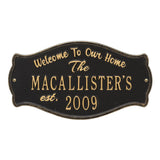 Whitehall Fluted Arch Welcome Anniversary Personalized Plaque - Black/Gold