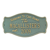 Whitehall Fluted Arch Welcome Anniversary Personalized Plaque - Bronze Verdigris