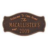 Whitehall Fluted Arch Welcome Anniversary Personalized Plaque - Oil-Rubbed Bronze