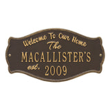 Whitehall Fluted Arch Welcome Anniversary Personalized Plaque - Bronze/Gold