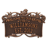 Whitehall Songbird Welcome Anniversary Personalized Plaque - Antique Copper