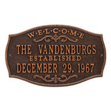 Whitehall Brookfield Welcome Anniversary Personalized Plaque - Antique Copper