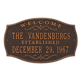 Whitehall Brookfield Welcome Anniversary Personalized Plaque - Oil-Rubbed Bronze