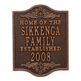 Whitehall Buena Vista Anniversary Wedding Personalized Plaque - Antique Copper