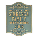 Whitehall Buena Vista Anniversary Wedding Personalized Plaque - Bronze Verdigris