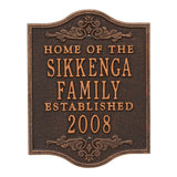 Whitehall Buena Vista Anniversary Wedding Personalized Plaque - Oil-Rubbed Bronze