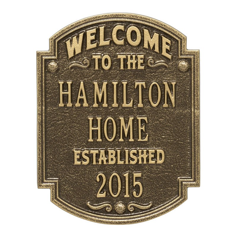 Whitehall Heritage Welcome Anniversary Personalized Plaque - Antique Brass