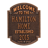 Whitehall Heritage Welcome Anniversary Personalized Plaque - Antique Copper