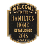 Whitehall Heritage Welcome Anniversary Personalized Plaque - Black/Gold
