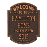 Whitehall Heritage Welcome Anniversary Personalized Plaque - Oil-Rubbed Bronze
