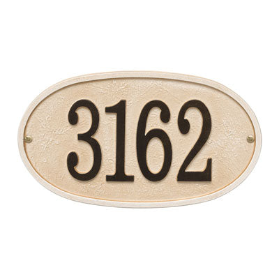 Whitehall Stonework Oval 1-Line Personalized Address Plaque - Sandstone