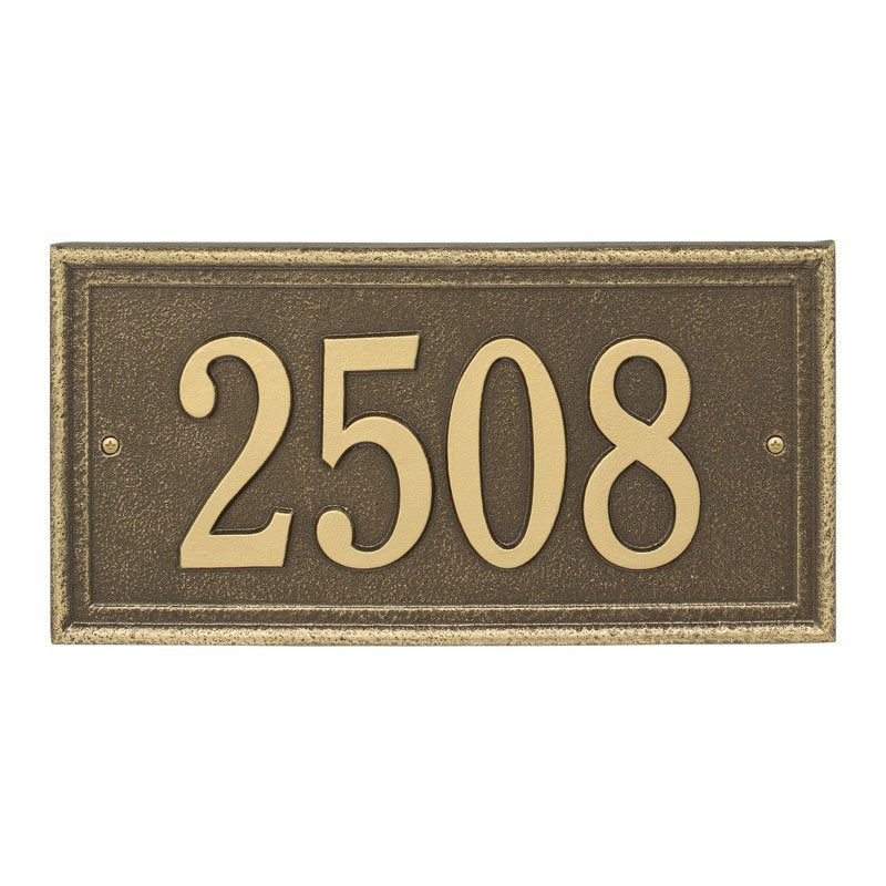 Whitehall Masons Rectangle Standard 1-Line Personalized Address Plaque - Antique Brass