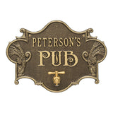 Whitehall Hops & Barley Beer Pub Personalized Plaque - Antique Brass