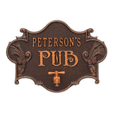 Whitehall Hops & Barley Beer Pub Personalized Plaque - Antique Copper