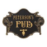 Whitehall Hops & Barley Beer Pub Personalized Plaque - Black/Gold