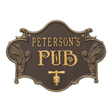 Whitehall Hops & Barley Beer Pub Personalized Plaque - Dark Bronze/Gold