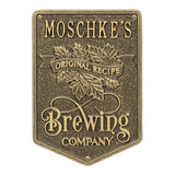 Whitehall Original Recipe Brewing Company Beer Personalized Plaque, Standard Wall 1-Line - Antique Brass