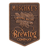 Whitehall Original Recipe Brewing Company Beer Personalized Plaque, Standard Wall 1-Line - Antique Copper