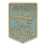 Whitehall Original Recipe Brewing Company Beer Personalized Plaque, Standard Wall 1-Line - Bronze Verdigris