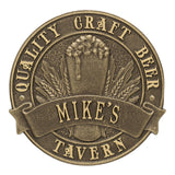 Whitehall Quality Craft Beer Tavern Round Personalized Plaque, Standard Wall 1-Line - Antique Brass