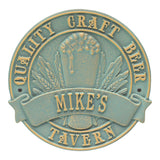 Whitehall Quality Craft Beer Tavern Round Personalized Plaque, Standard Wall 1-Line - Bronze Verdigris