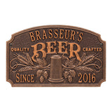Whitehall Quality Crafted Beer Arch Personalized Plaque with Since Date, Standard Wall 2-Line - Antique Copper