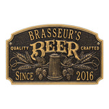 Whitehall Quality Crafted Beer Arch Personalized Plaque with Since Date, Standard Wall 2-Line - Black/Gold