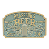 Whitehall Quality Crafted Beer Arch Personalized Plaque with Since Date, Standard Wall 2-Line - Bronze Verdigris
