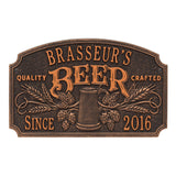 Whitehall Quality Crafted Beer Arch Personalized Plaque with Since Date, Standard Wall 2-Line - Oil-Rubbed Bronze