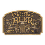 Whitehall Quality Crafted Beer Arch Personalized Plaque with Since Date, Standard Wall 2-Line - Dark Bronze/Gold