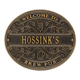 Whitehall Brew Pub Welcome Personalized Plaque, Standard Wall 1-Line - Black/Gold