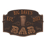 Whitehall Established Bar Personalized Plaque, Standard Wall 1-Line - Oil-Rubbed Bronze