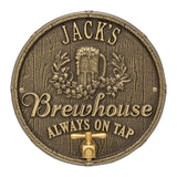 Whitehall Oak Barrel Beer Pub Personalized Plaque - Antique Brass