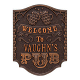 Whitehall Pub Welcome Personalized Plaque, Standard Wall 1-Line - Antique Copper