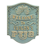 Whitehall Pub Welcome Personalized Plaque, Standard Wall 1-Line - Bronze Verdigris