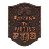 Whitehall Pub Welcome Personalized Plaque, Standard Wall 1-Line - Oil-Rubbed Bronze