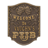 Whitehall Pub Welcome Personalized Plaque, Standard Wall 1-Line - Dark Bronze/Gold