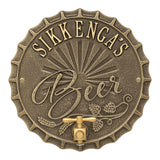 Whitehall Bottle Cap Brew Pub Personalized Plaque - Antique Brass