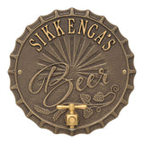 Whitehall Bottle Cap Brew Pub Personalized Plaque - Dark Bronze/Gold