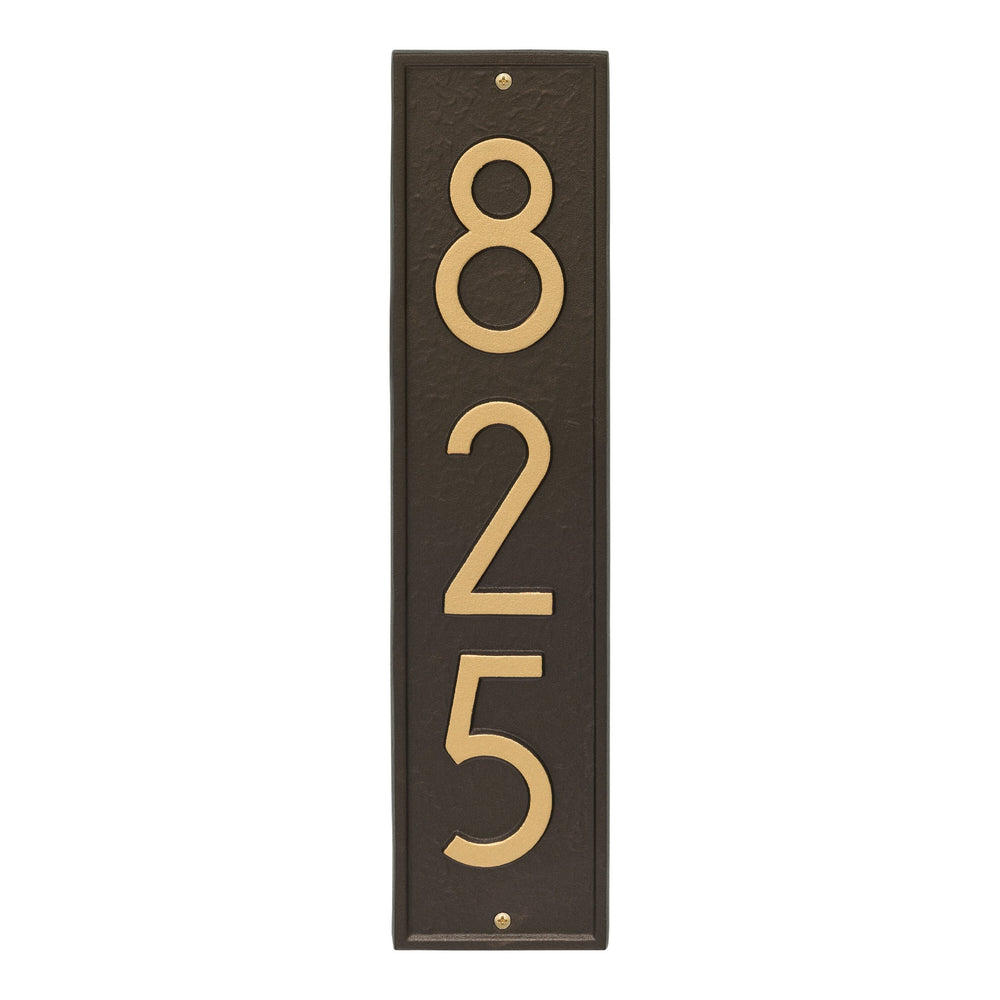Whitehall Delaware Modern Vertical Wall 1-Line Personalized Address Plaque - Aged Bronze