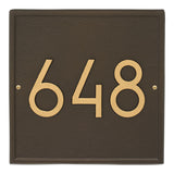 Whitehall Square Modern Wall 1-Line Personalized Address Plaque - Aged Bronze