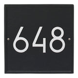 Whitehall Square Modern Wall 1-Line Personalized Address Plaque - Black/Silver