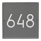 Whitehall Square Modern Wall 1-Line Personalized Address Plaque - Pewter/Silver