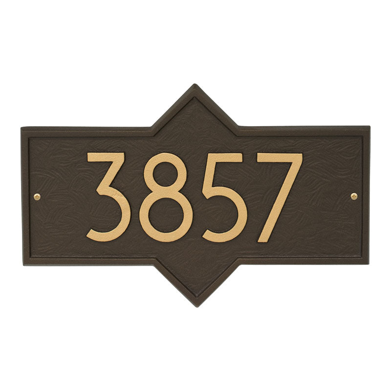 Whitehall Hampton Modern Wall 1-Line Personalized Address Plaque - Aged Bronze
