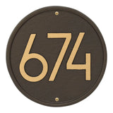 Whitehall Round Modern Wall 1-Line Personalized Address Plaque - Aged Bronze