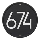 Whitehall Round Modern Wall 1-Line Personalized Address Plaque - Black/Silver