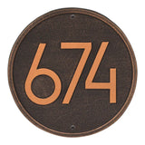 Whitehall Round Modern Wall 1-Line Personalized Address Plaque - Oil-Rubbed Bronze